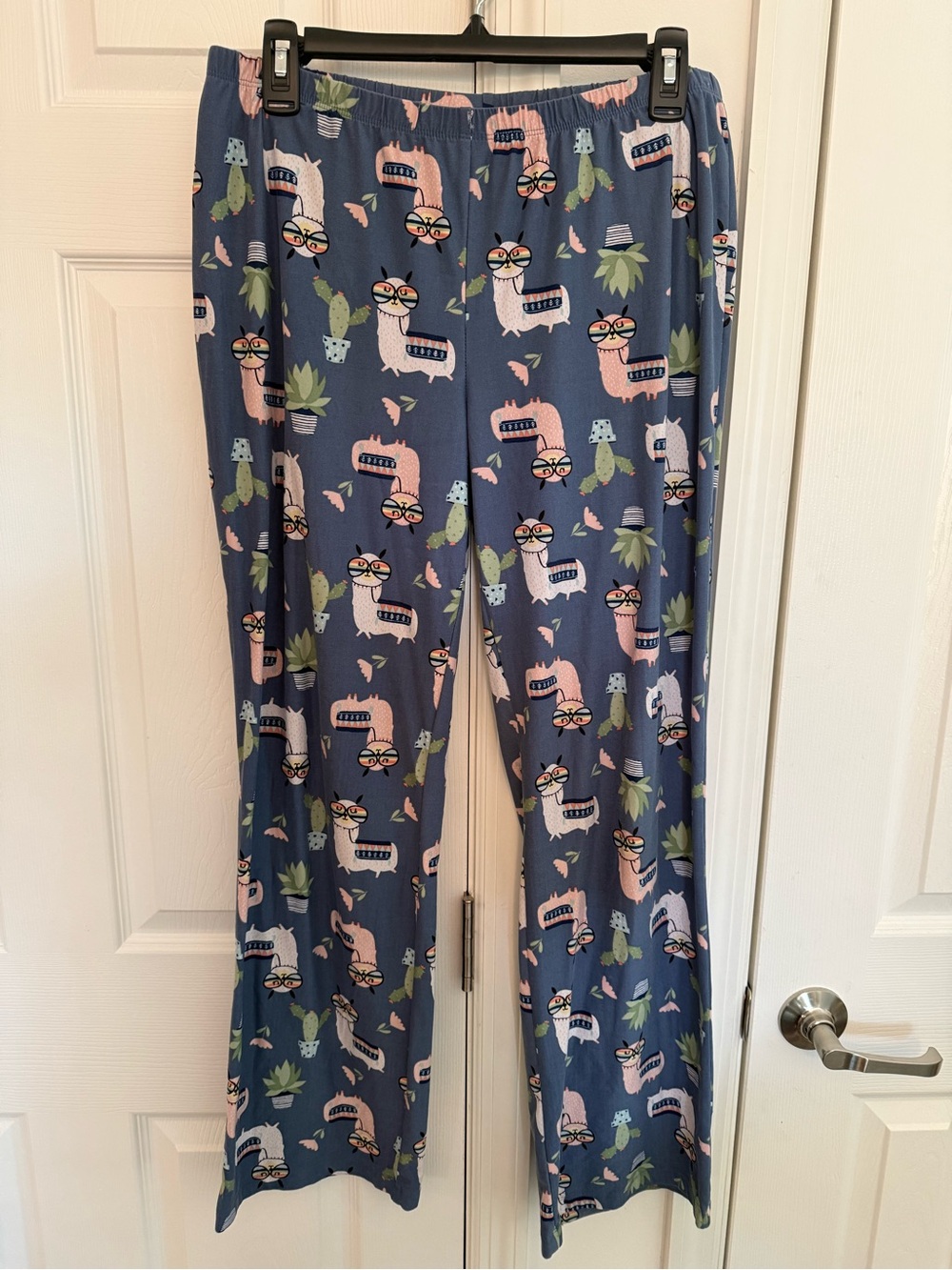 Bobbie Brooks Blue Llama Print Jogger Pants